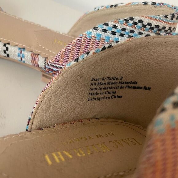 ISAAC MIZRAHI Pointy Toe Flats Womens Size 8 Canvas Stripe Aztec Boho Sandals - Picture 6 of 9